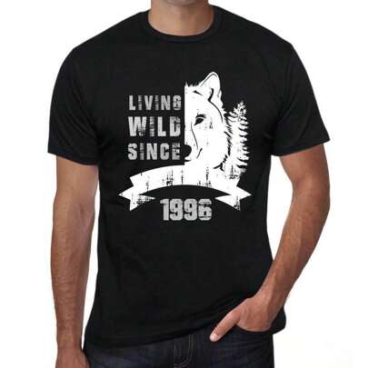 T-shirt da uomo Living Wild Since 1996 – Living Wild Since 1996 – 28 anni T-shirt grafica Idea regalo 28° compleanno Vintage Anno 1996 Novità