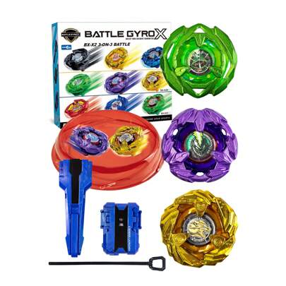 Set di Spinner Box Versione Nuova BX, include 3 Spinner da battaglia di tipo attacco, 1 Lanciatore Ripcord, 1 Piattaforma per Spinner, regalo a sorpre