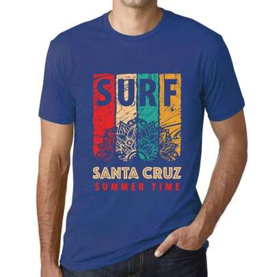 T-shirt estiva da uomo Surf In Santa Cruz – Summer Time Surf In Santa Cruz – T-shirt grafica eco-responsabile Regalo vintage
