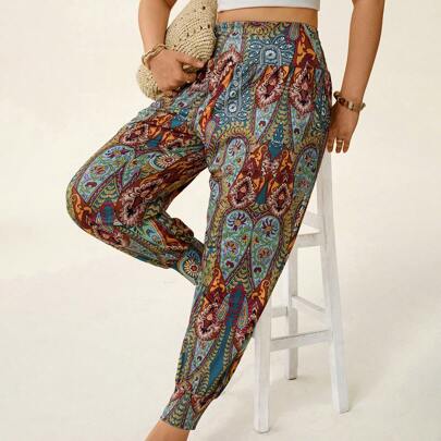 Pantaloni pon pon vintage oversize stampati
