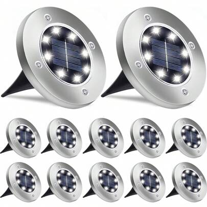 12 Packs Luci solari da esterno impermeabili, luci solari da esterno per cortile, prato, giardino, all'aperto, decorazione per patio, decorazione per