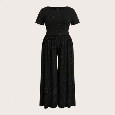 Completo da donna taglie forti per festa, tuta nera, set di abbigliamento donna con top nero sexy, completo da donna a due pezzi per Ognissanti, set d