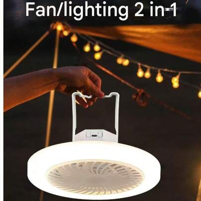 Ventilatore da scrivania portatile con luce LED, ventilatore personale alimentato a batteria, adatto per appendere o uso sulla scrivania, ventilatore