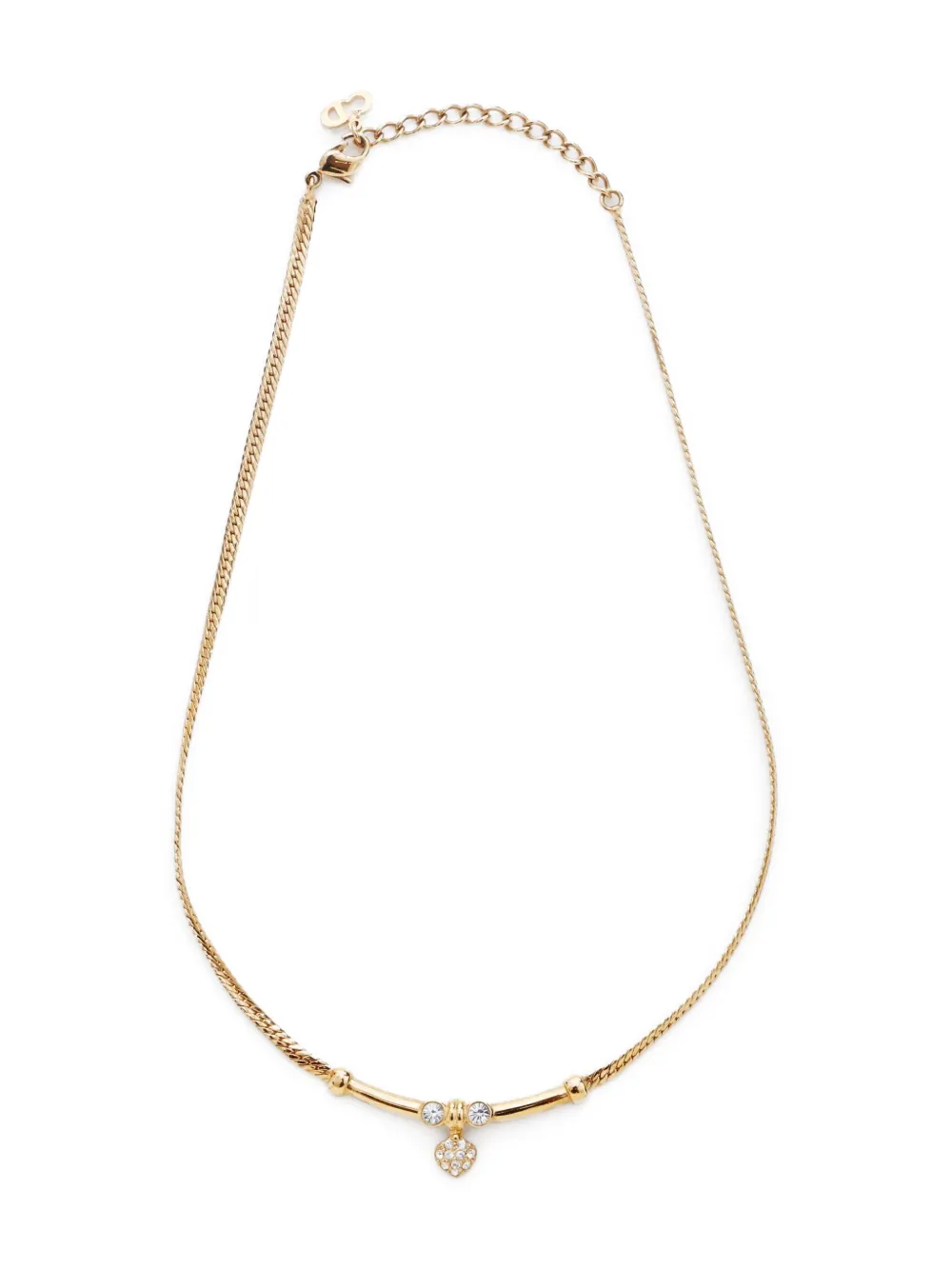 Christian Dior Pre-Owned 1980s rhinestone gold necklace - Oro