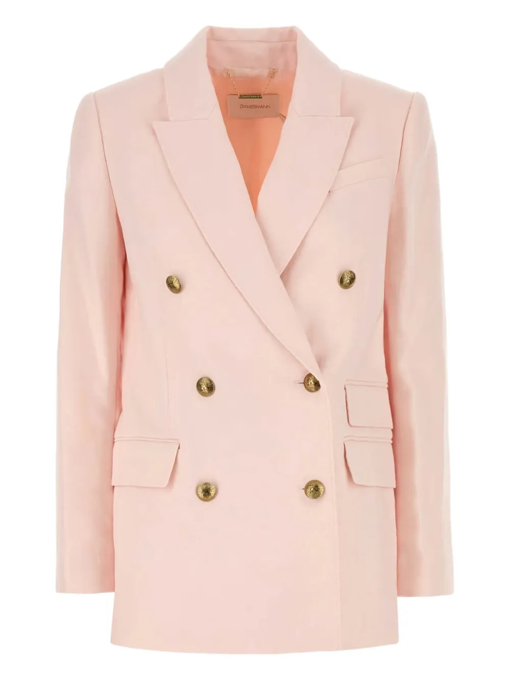 ZIMMERMANN Crush double-breasted linen blazer - Rosa