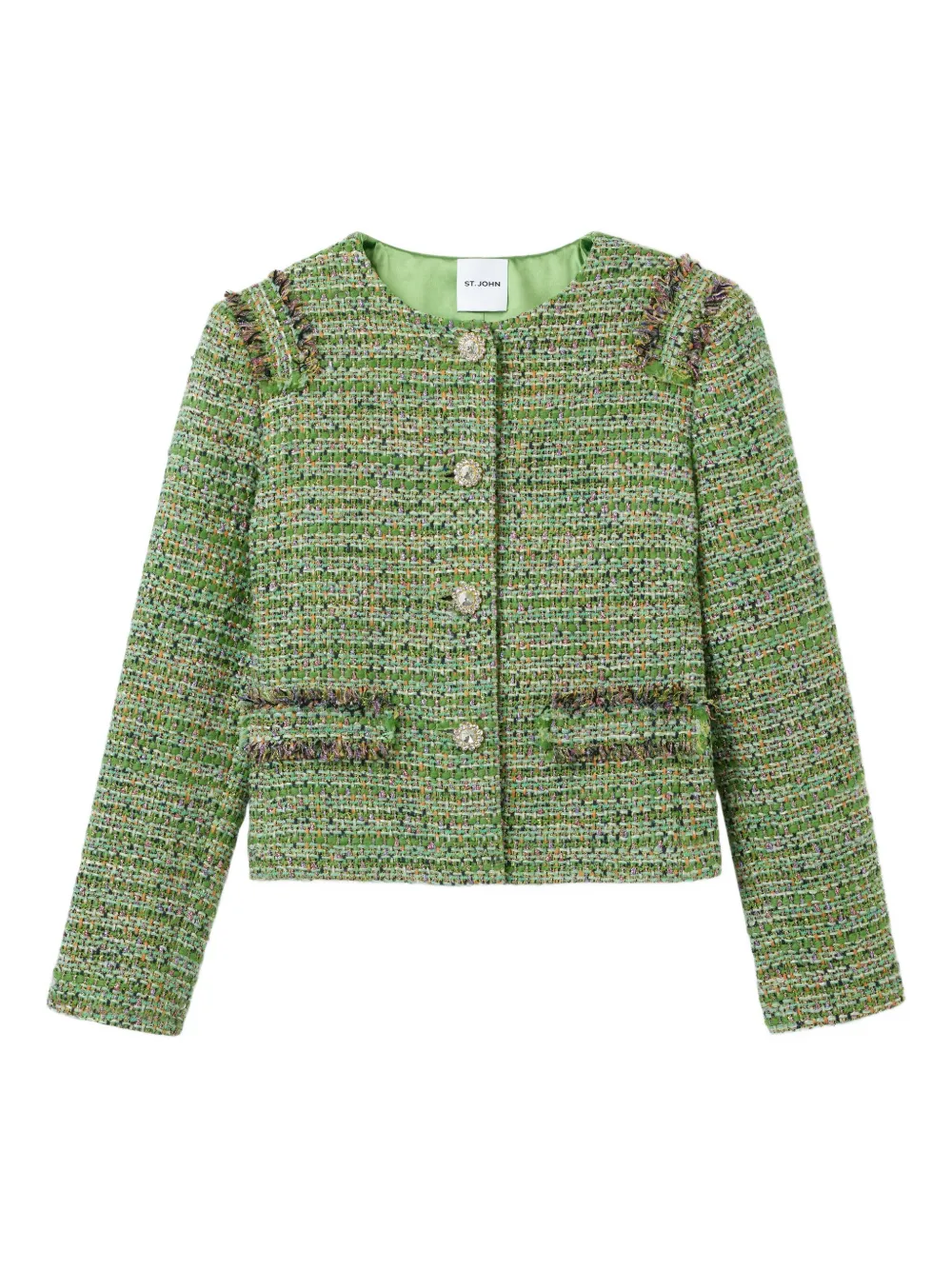 St. John Arden tweed embellished jacket - Verde
