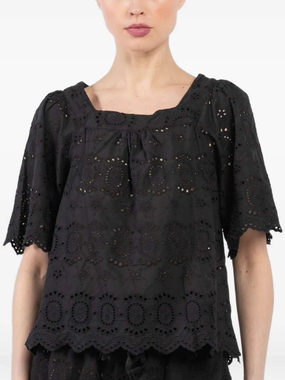 Natalie Martin eyelet-embroidered blouse - Nero