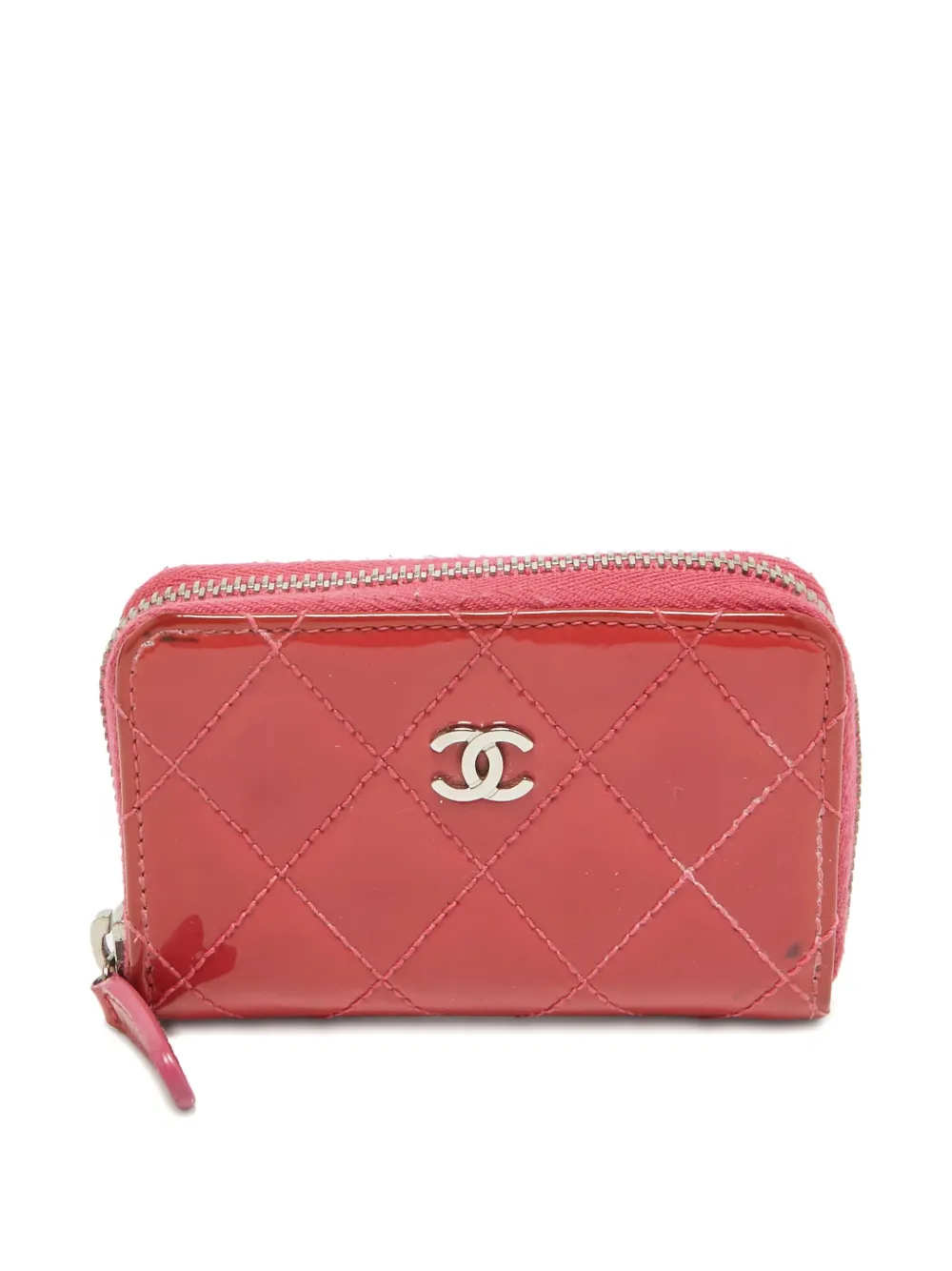 CHANEL Pre-Owned 2014 quilted patent leather coin purse - Rosa
