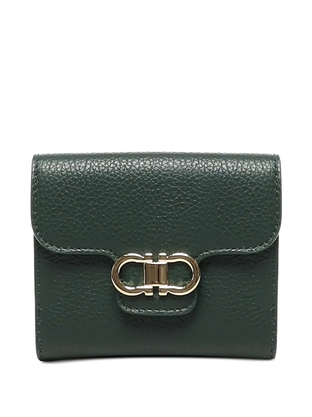 Ferragamo Gancini-plaque calfskin wallet - Verde