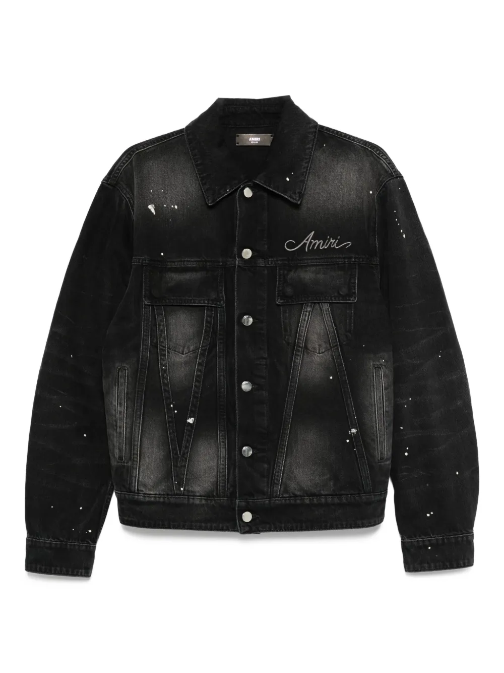 AMIRI paint-splatter denim jacket - Nero