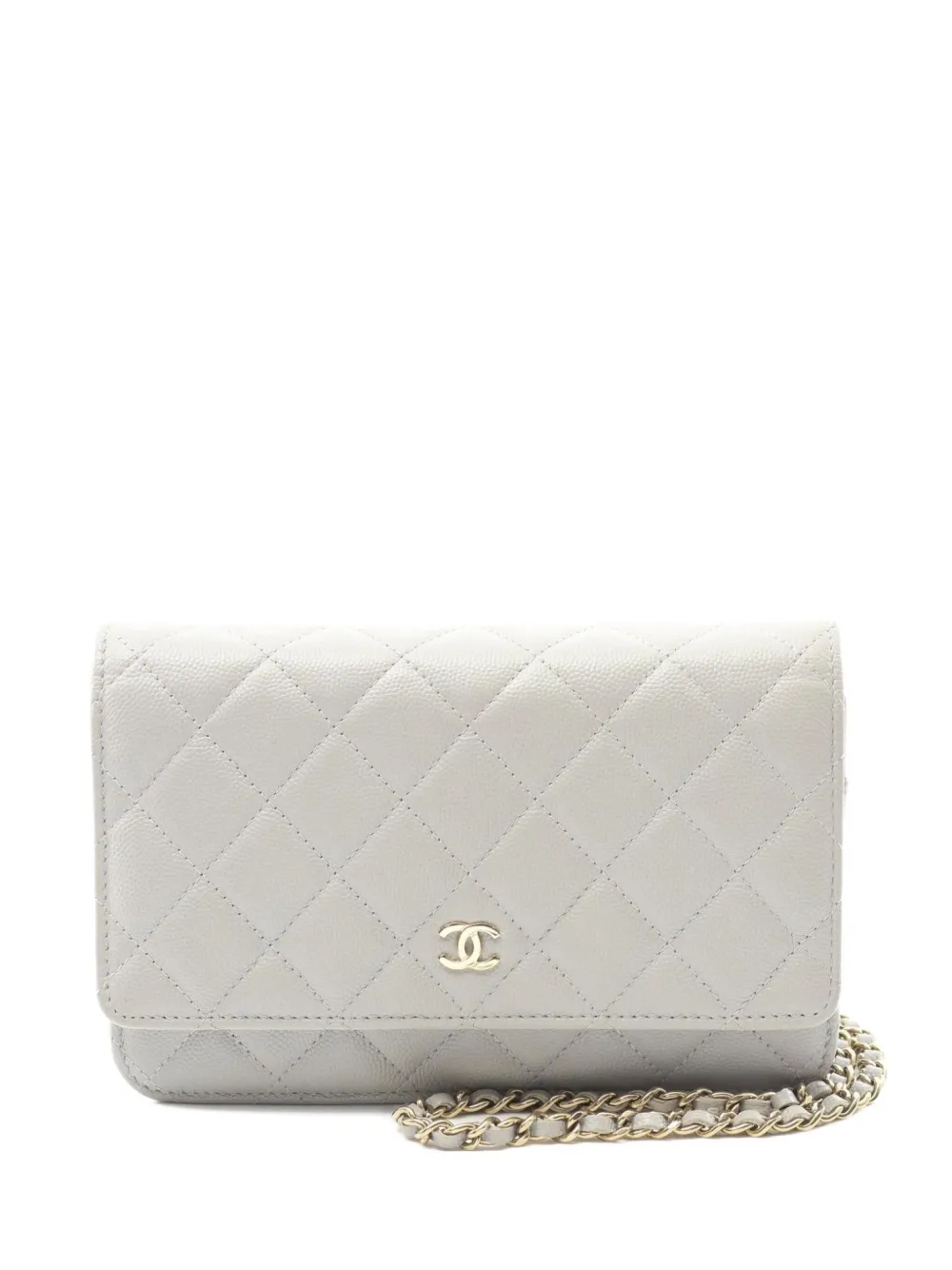 CHANEL Pre-Owned 2021 matelasse chain wallet - Grigio