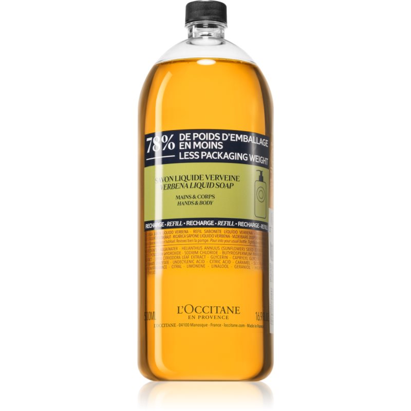 L’Occitane Shea Verbena Sapone Liquido Per Le Mani Con Burro Di Karité Refill 500 Ml