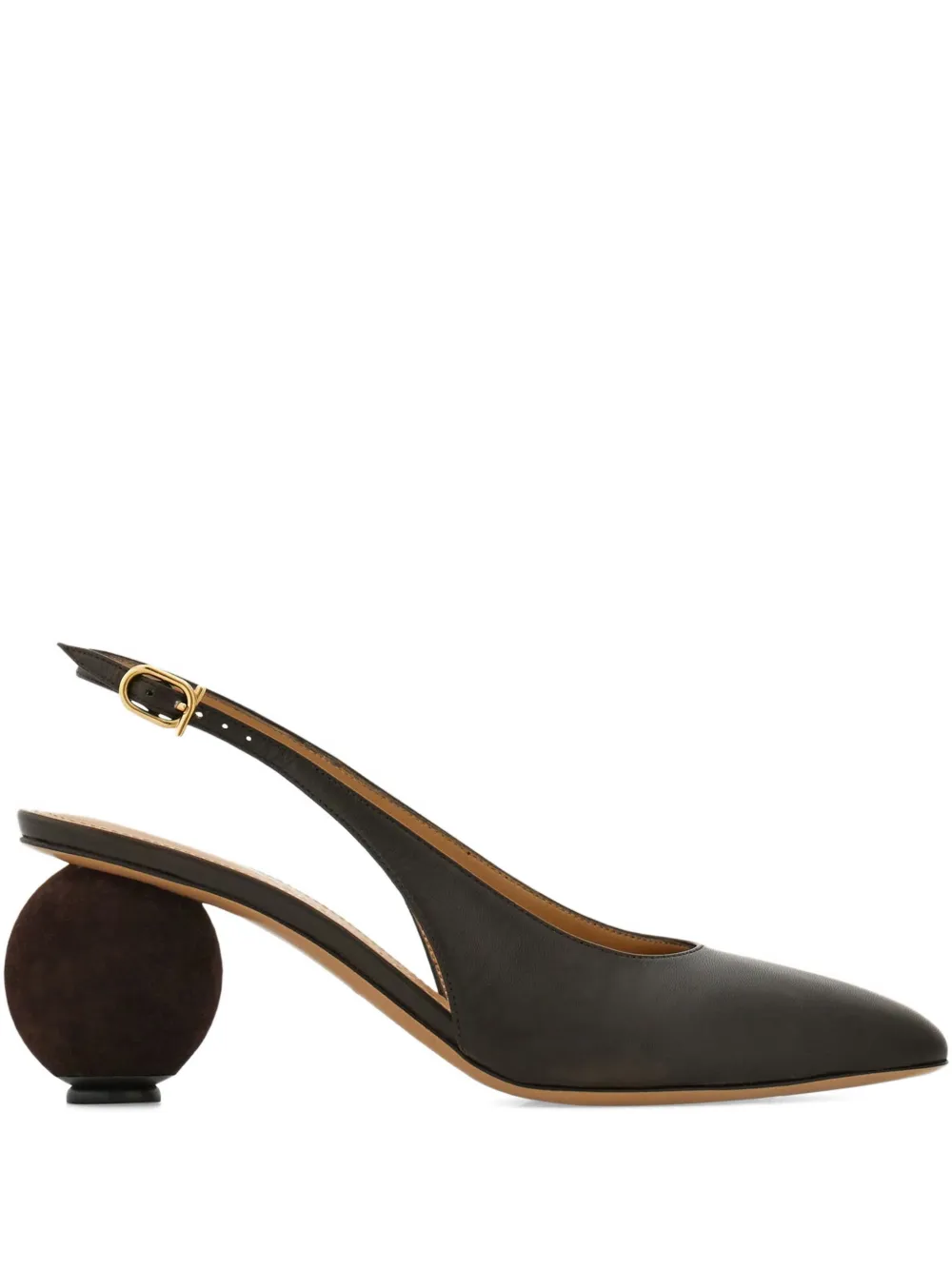 Ferragamo 70mm spherical-heel slingback pumps - Marrone