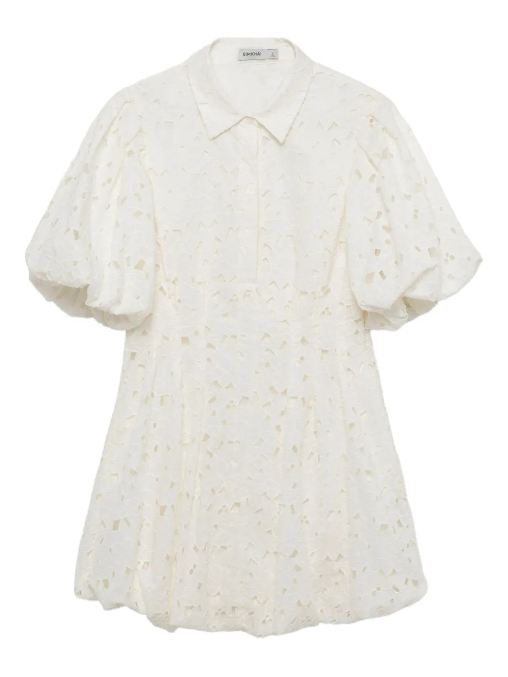 Simkhai Cleo puff-sleeve embroidered mini dress - Bianco