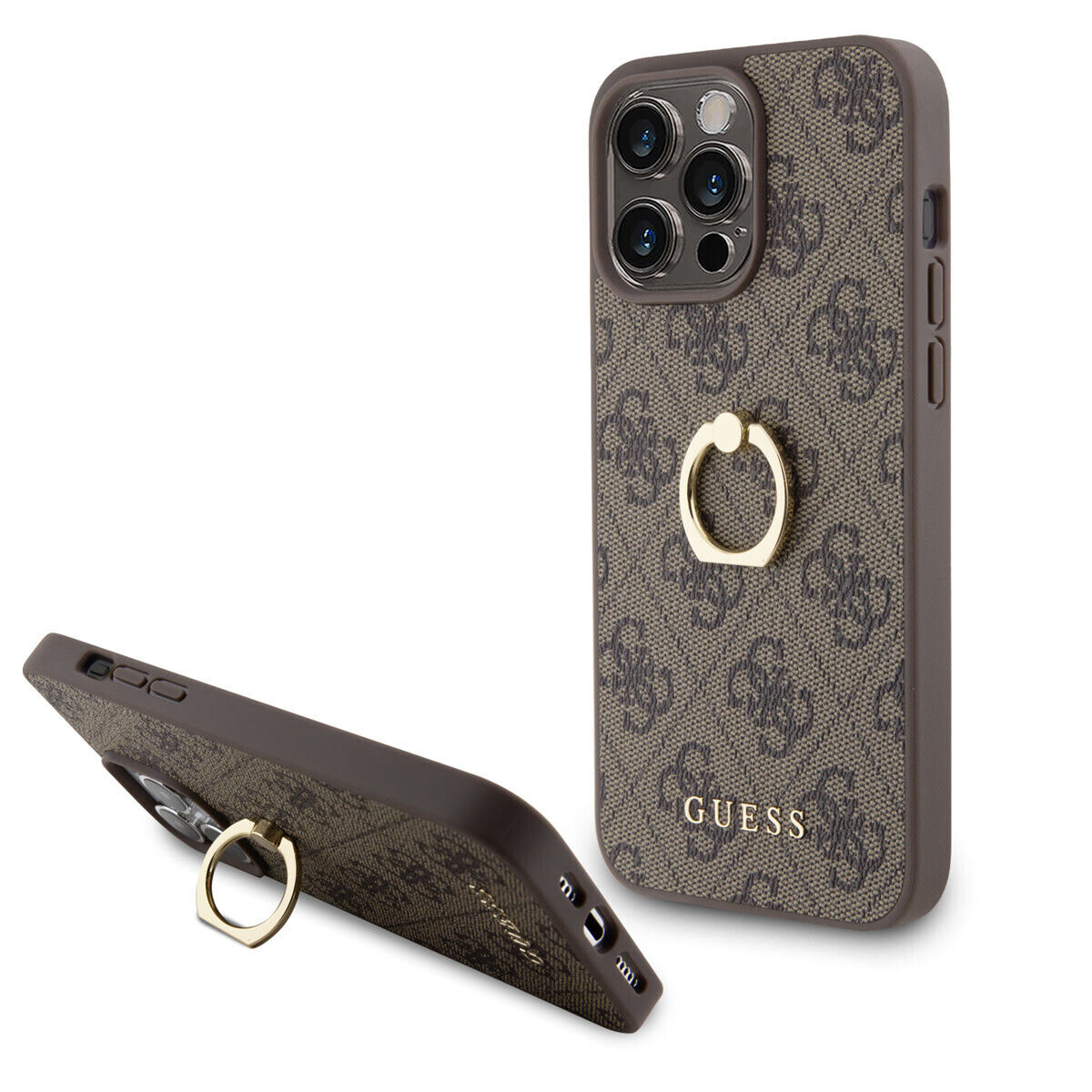 Guess Custodia posteriore per iPhone 15 Pro Max - 4G - con portaanello - marrone