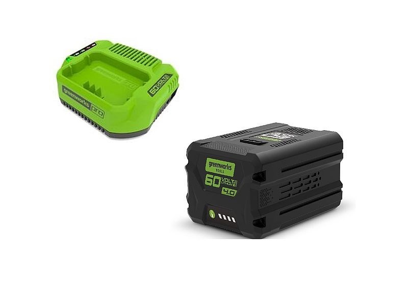Greenworks 60V 4Ah battery pack+ 2A charger GSK60B4 2933807 Caricabatteria