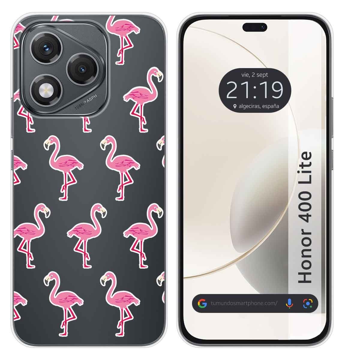 Cover Silicone Trasparente per Huawei Honor 400 Lite 5G Disegno Flamenco Disegno