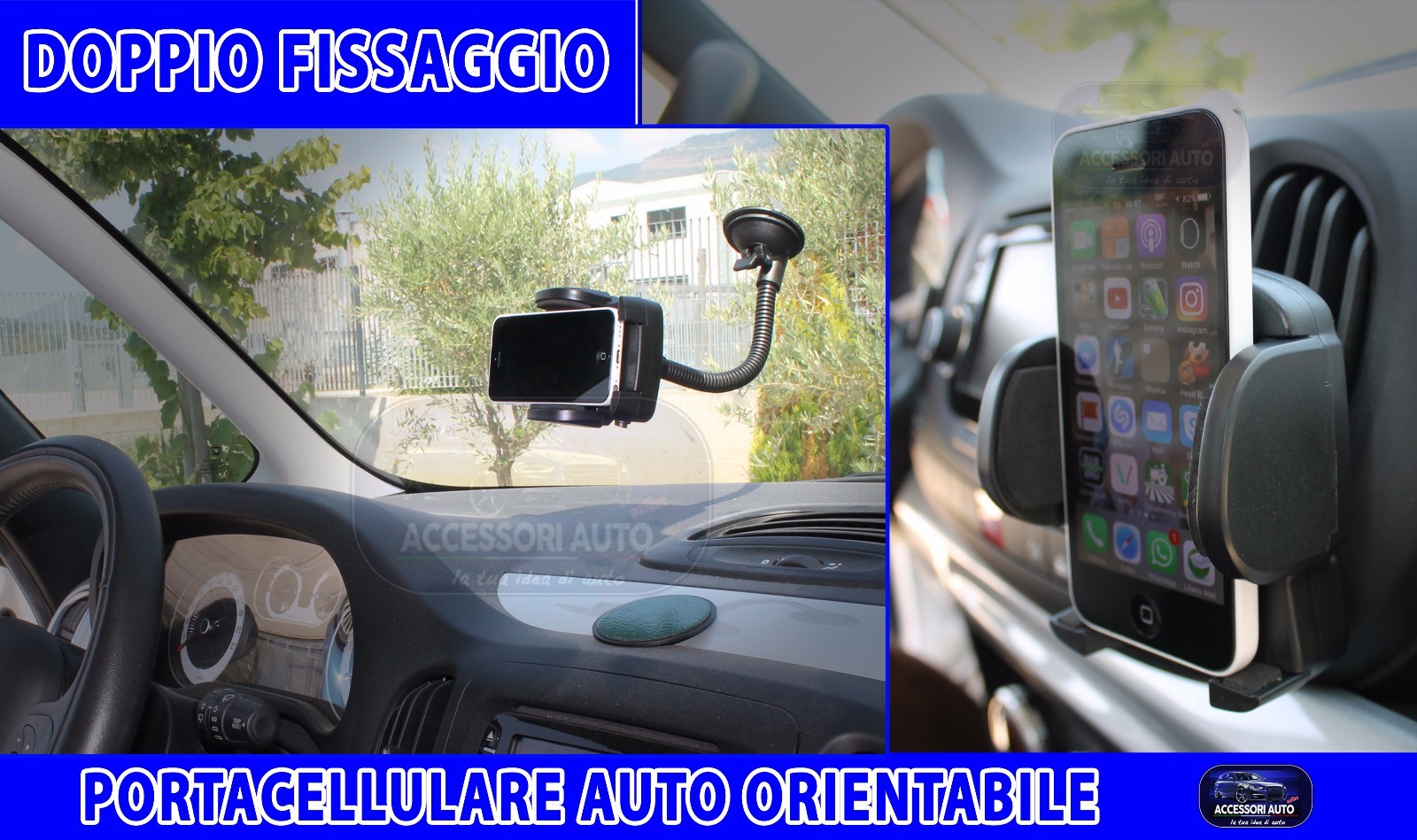 Cellulare auto porta telefono smartphone navigatore con ventosa universale kit 1
