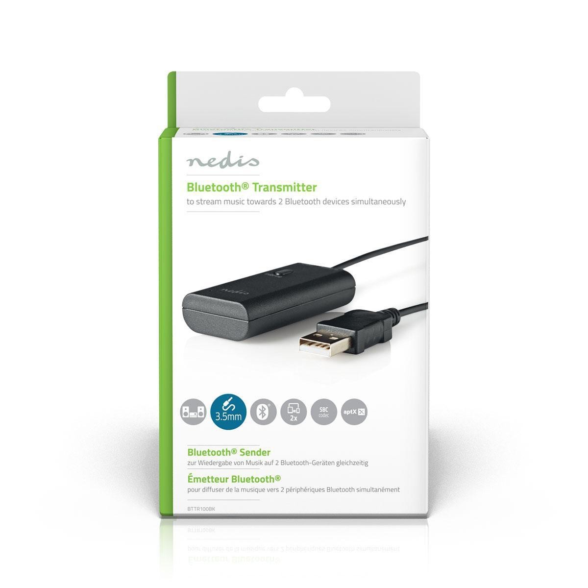 Trasmettitore audio wireless | Bluetooth®: | Fino a 2 cuffie | Nero