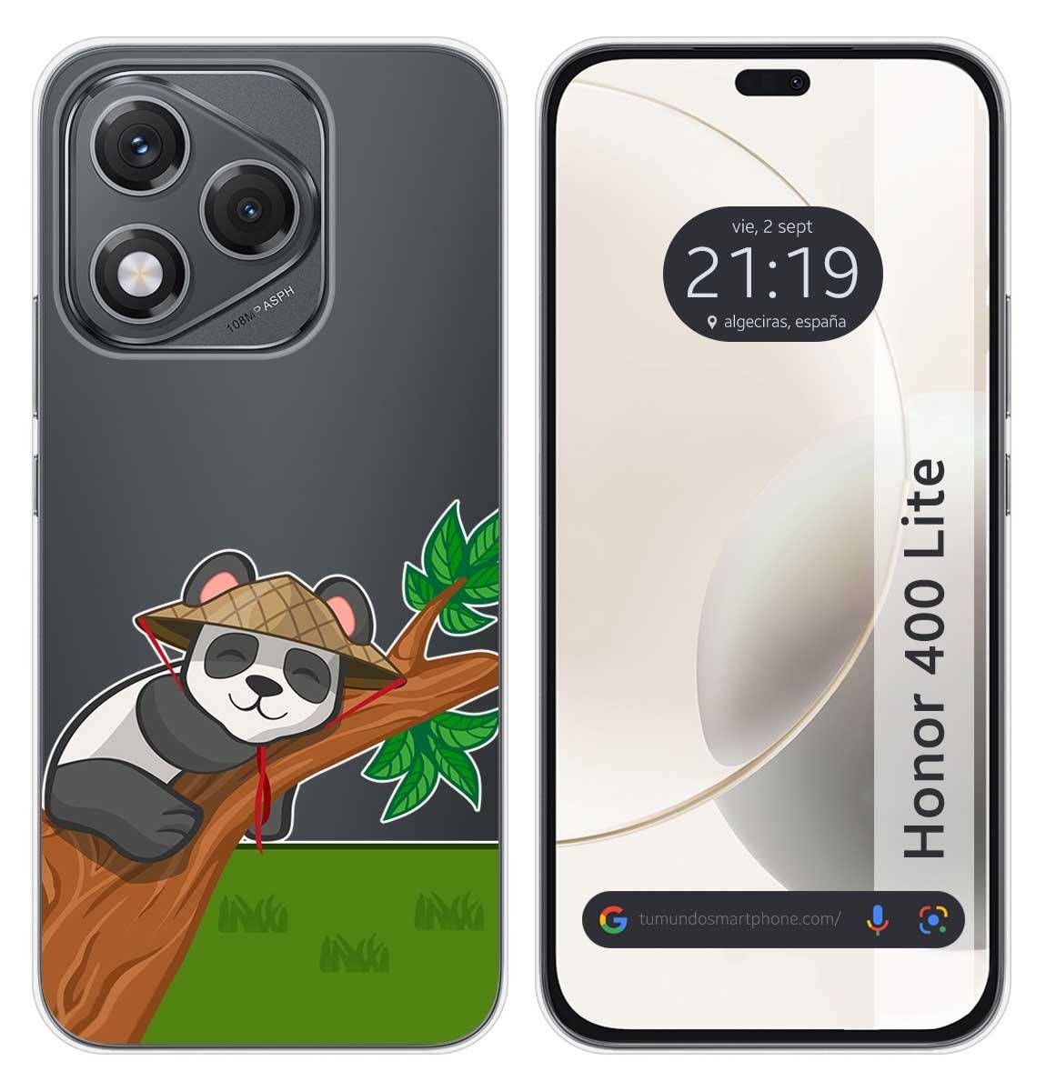 Cover Silicone Trasparente per Huawei Honor 400 Lite 5G Disegno Panda Disegni