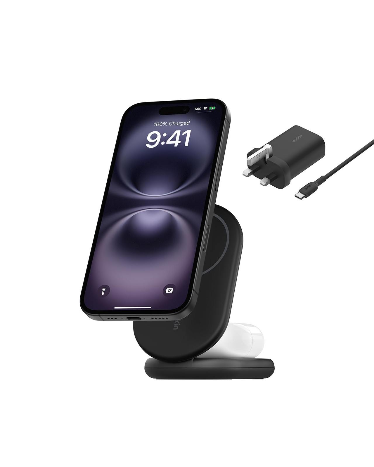 Belkin BoostCharge 2-in-1 magnetic foldable Qi2 charger 15W, MagSafe compatible