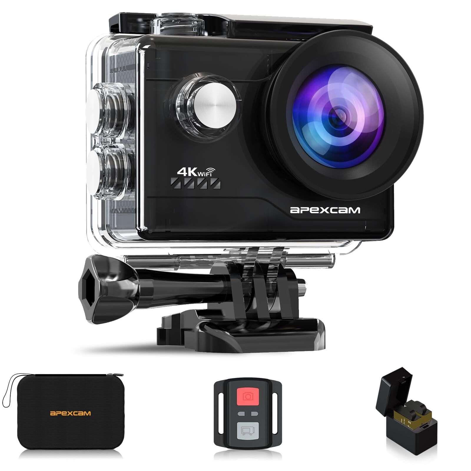 Apexcam 4K WiFi 20MP Action Cam Ultra HD Sports Cam Impermeabile Sott’acqua 4...