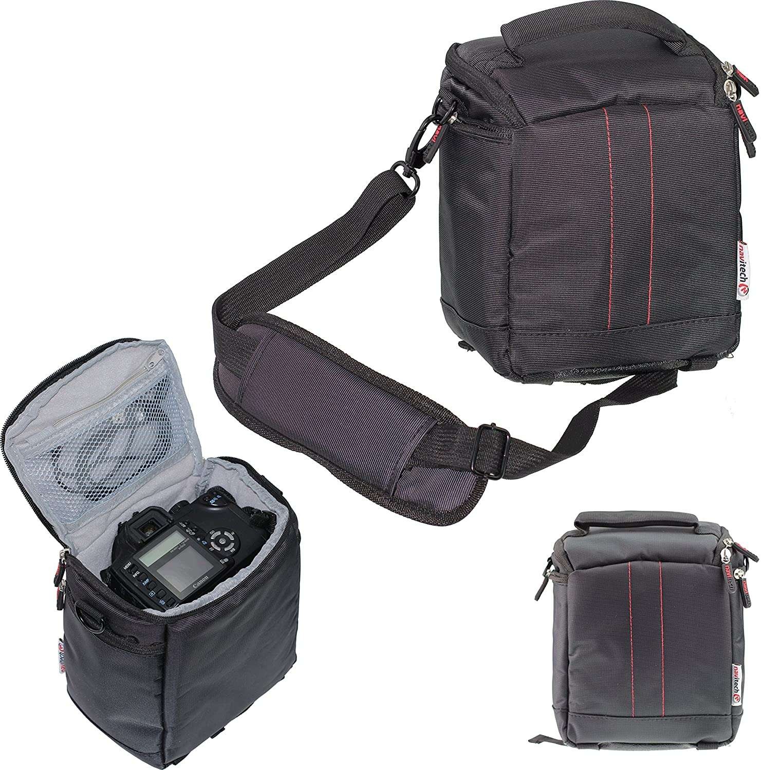 Navitech Black DSLR SLR Camera Bag For Canon EOS 77D Digital SLR Camera