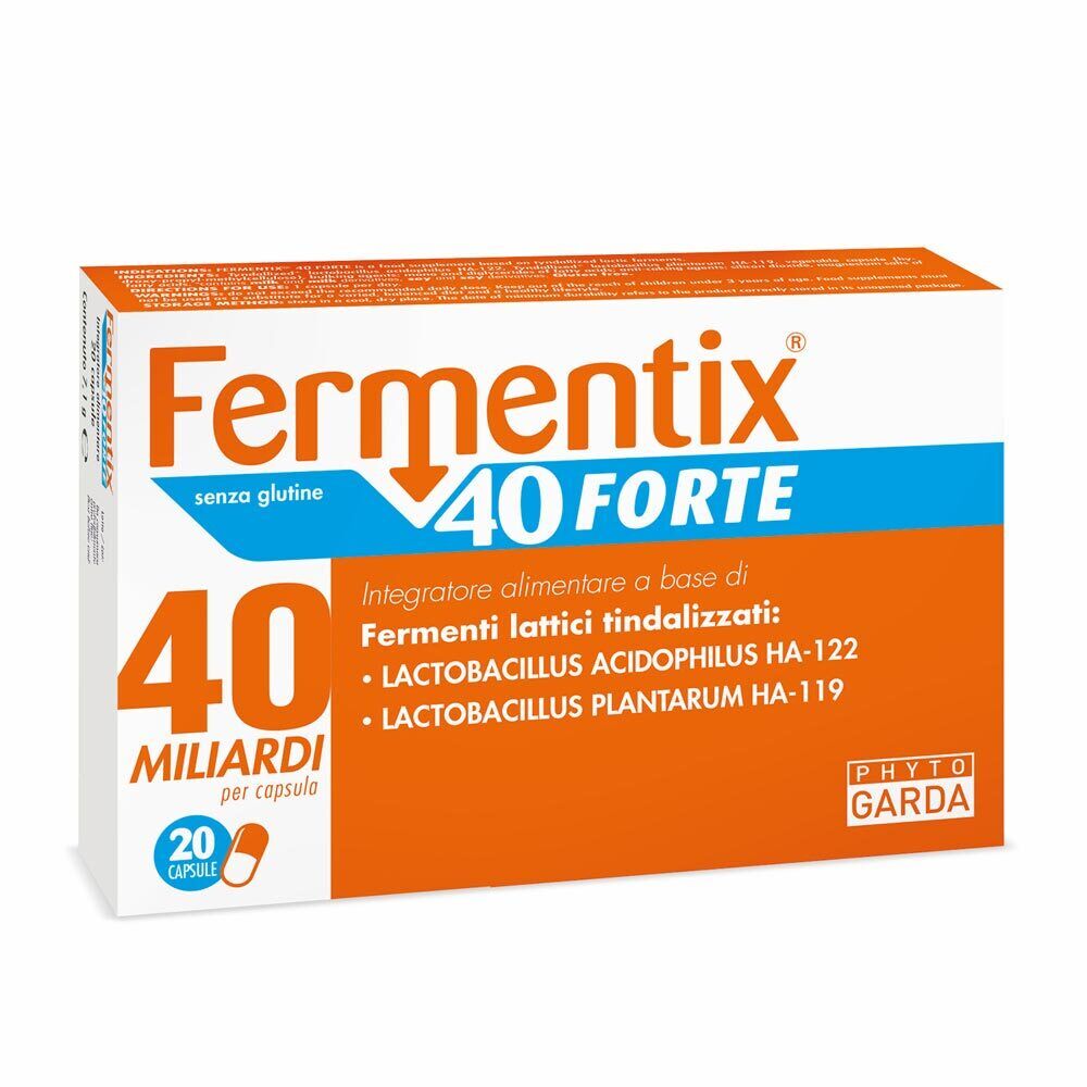 Phyto Garda Fermentix - 40 Forte Integratore di Fermenti Lattici, 20 Capsule
