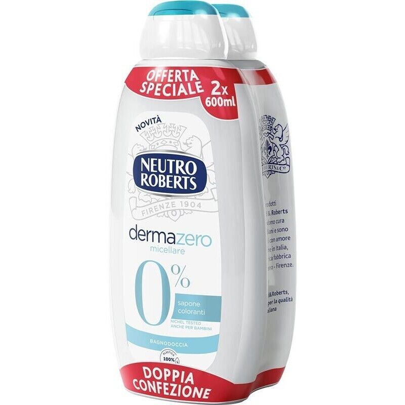 Neutro Roberts Bagnoschiuma Dermazero Micellare 2x600ml, anche bimbi