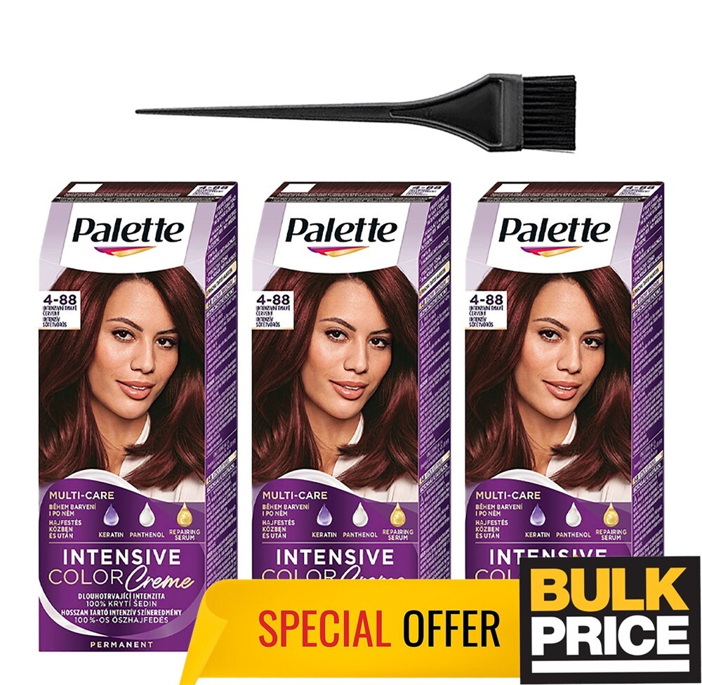 Palette Schwarzkopf Intensive Color Creme 4-88 Intensive Dark Red Bulk 3-Pack