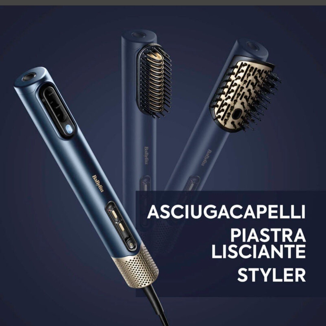 BaByliss Air Wand, Asciugacapelli, Piastra Lisciante e Styler, Tutto in uno, Blu