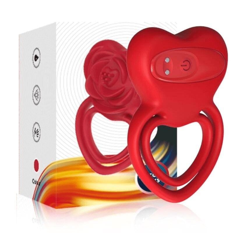 Armony - Doppio Anello Fallico Vibrante Cuore Rosso