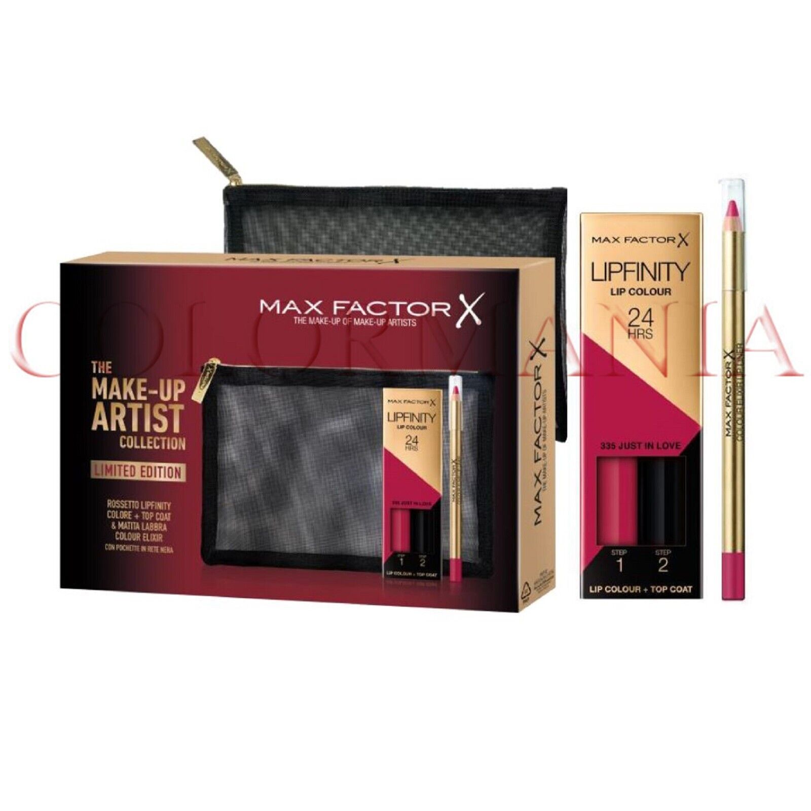 MAX FACTOR LIPFINITY KIT ROSSETTO E TOP COAT + MATITA LABBRA COLOUR ELIXIR