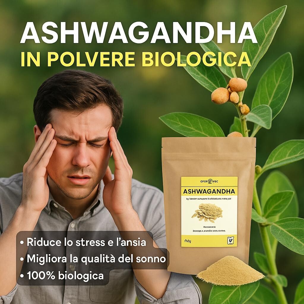 ASHWAGANDHA Polvere BIO Ginseng Indiano per Stress Ansia Stanchezza Rilassamento