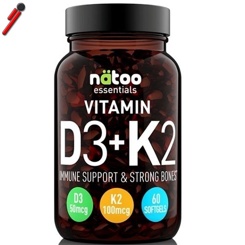 Natoo, Essentials Vitamin D3+K2, 60 cps