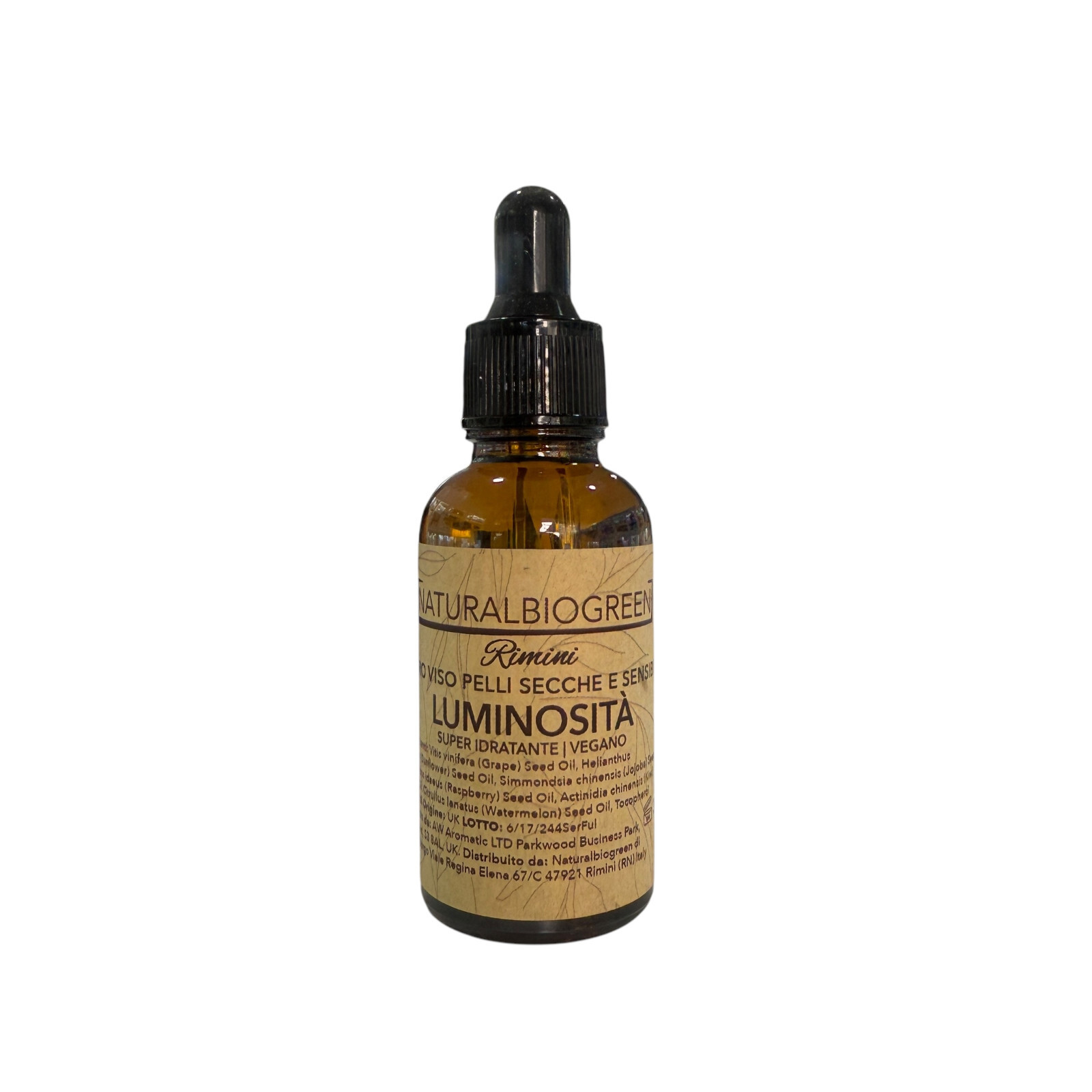 Naturalbiogreen Siero Viso LUMINOSITÀ per pelli Secche e Sensibili Vegan 30 ml