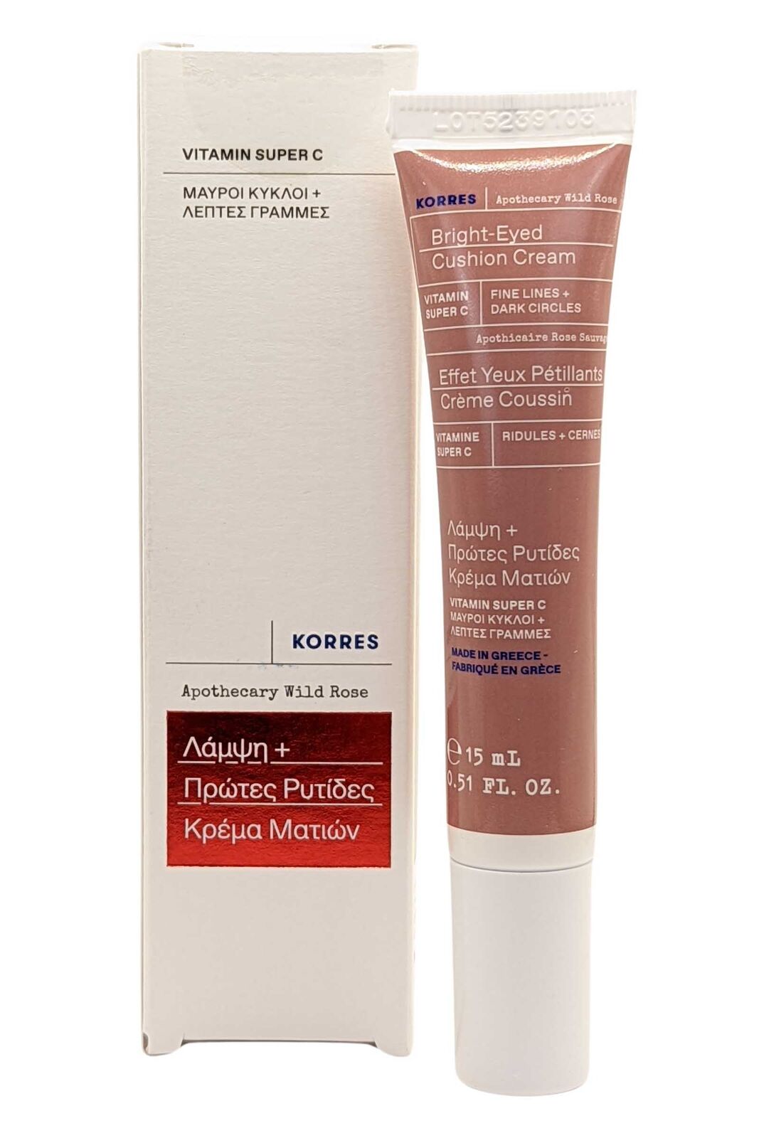Korres Wild Rose Luminoso Dagli Occhi Cuscino Crema 15ml Vitamina Super C