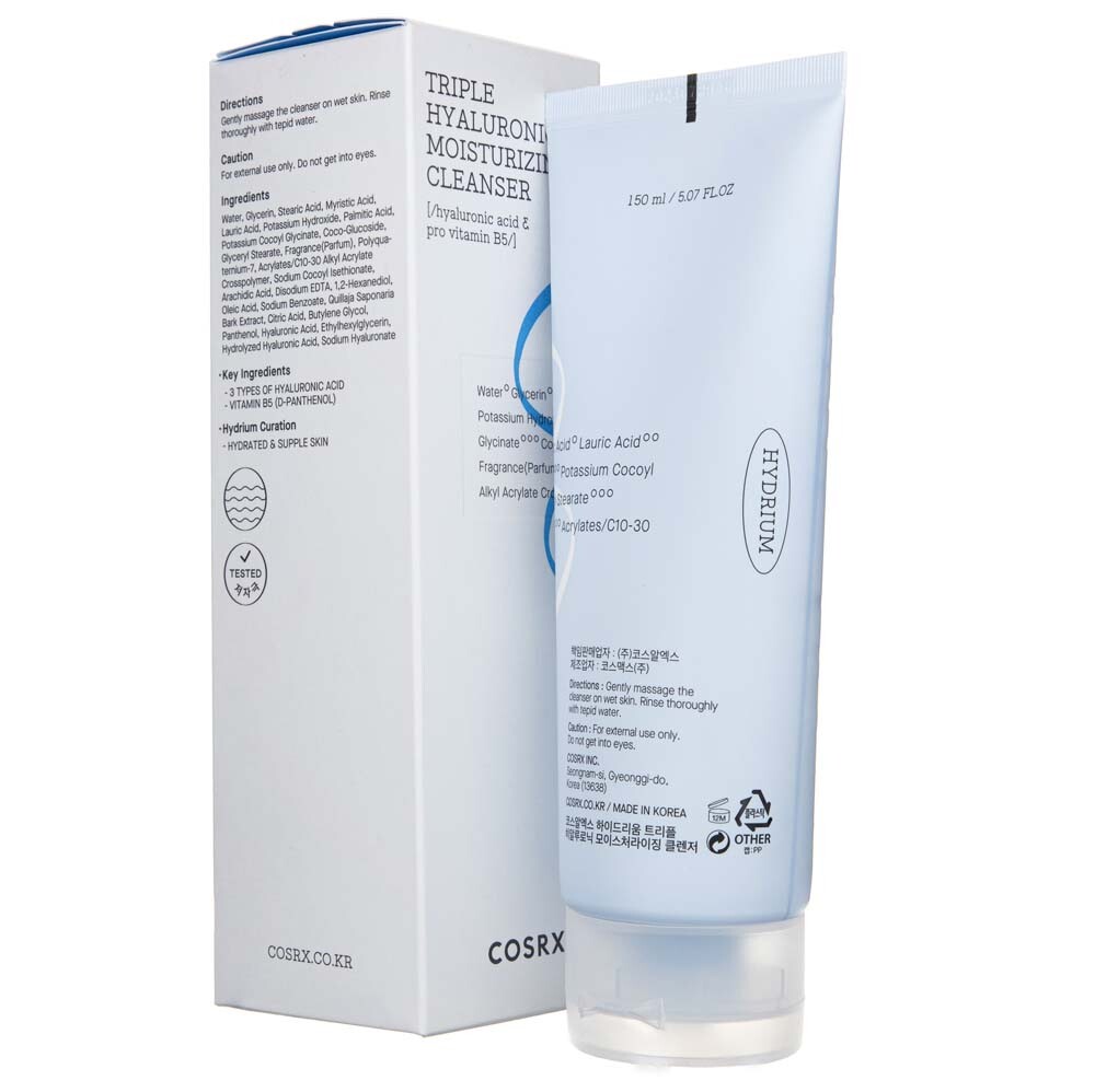 COSRX Hydrium Triple Hyaluronic Moisture Cleanser con Acido Ialuronico, 150 ml