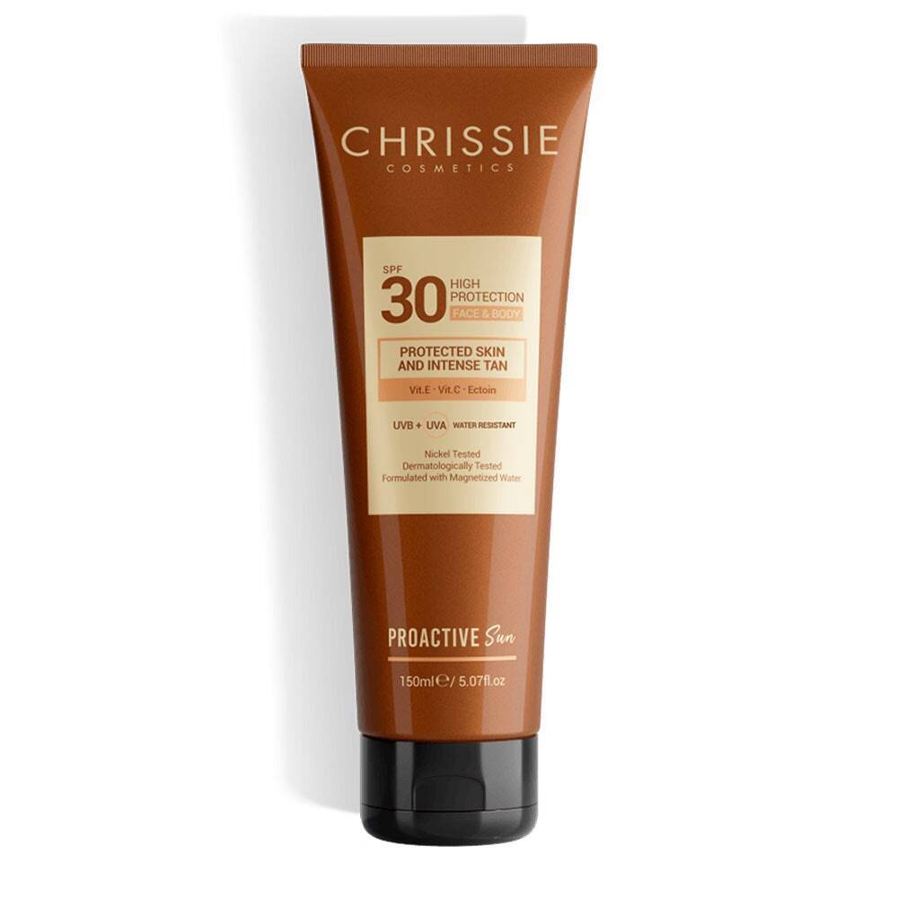 Chrissie Cosmetics Proactive Sun - Crema Solare Viso e Corpo SPF30, 150ml