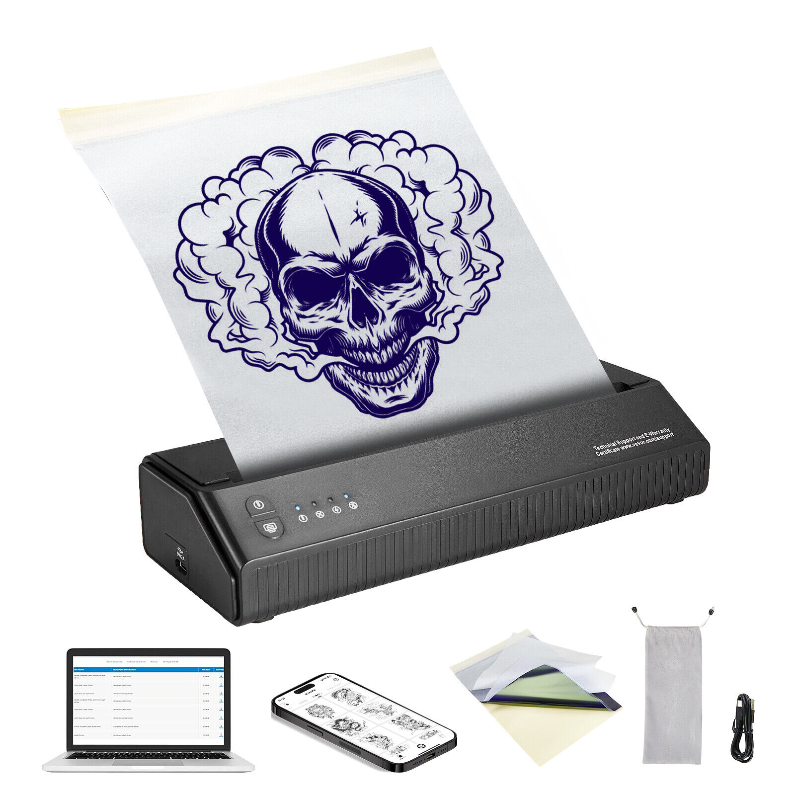 VEVOR Termocopiatrice tatuaggi Macchina transfer wireless Bluetooth 10 fogli