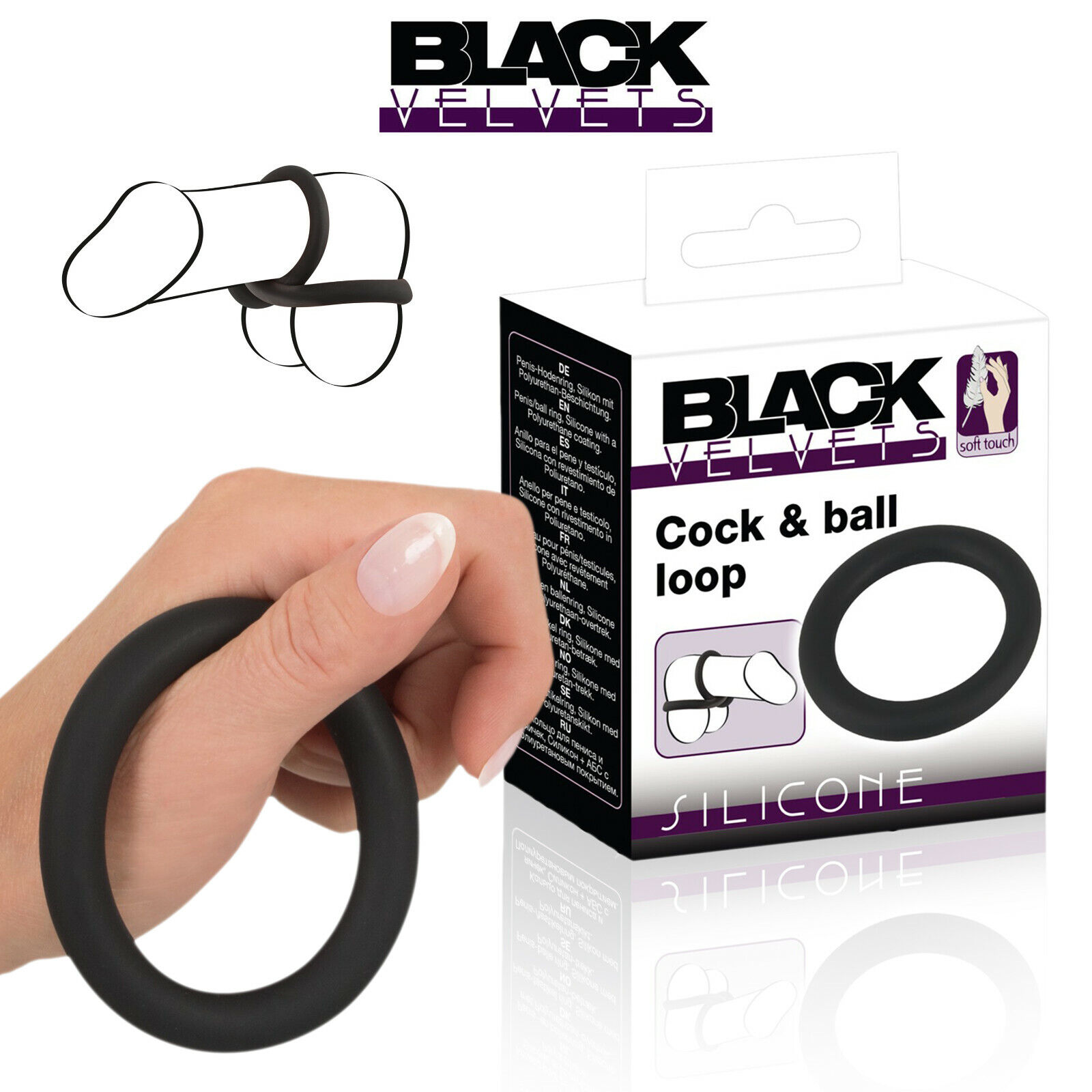 Black Velvets Anello Fallico Pene Testicoli Silicone Liquido Cock & Ball Loop