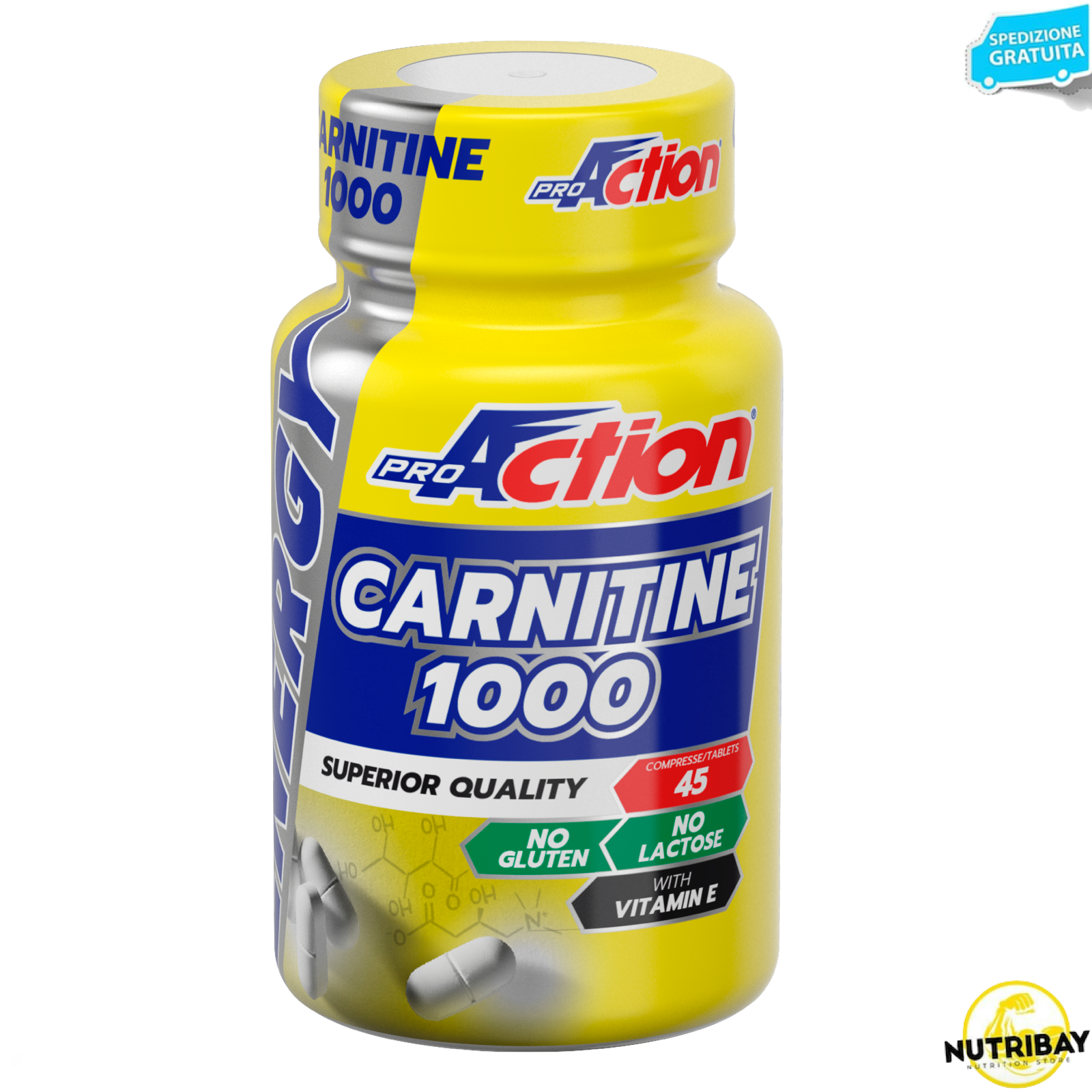 Proaction Carnitina 1000  45 Cpr. L-Carnitina da 1 grammo con Vitamina E