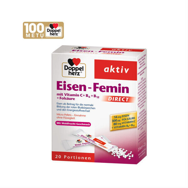 DOPPELHERZ Aktiv Iron-Femin Diretto Vitamina C B6 B12 20 Microgranule Bustine