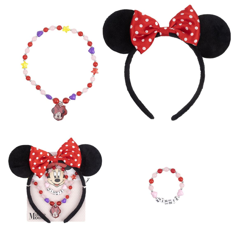 SET ACCESSORI MINNIE DISNEY BRACCIALE COLLANA CERCHIETTO CON ORECCHIE - 2219