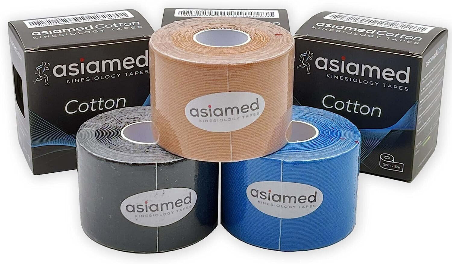 ASIAMED Taping neuromuscolare 3 rotoli kinesio cm 5x5 mt colori assortiti