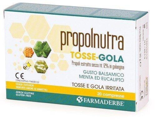 Farmaderbe Propolnutra Tosse Gola Integratore, 20 Compresse masticabili