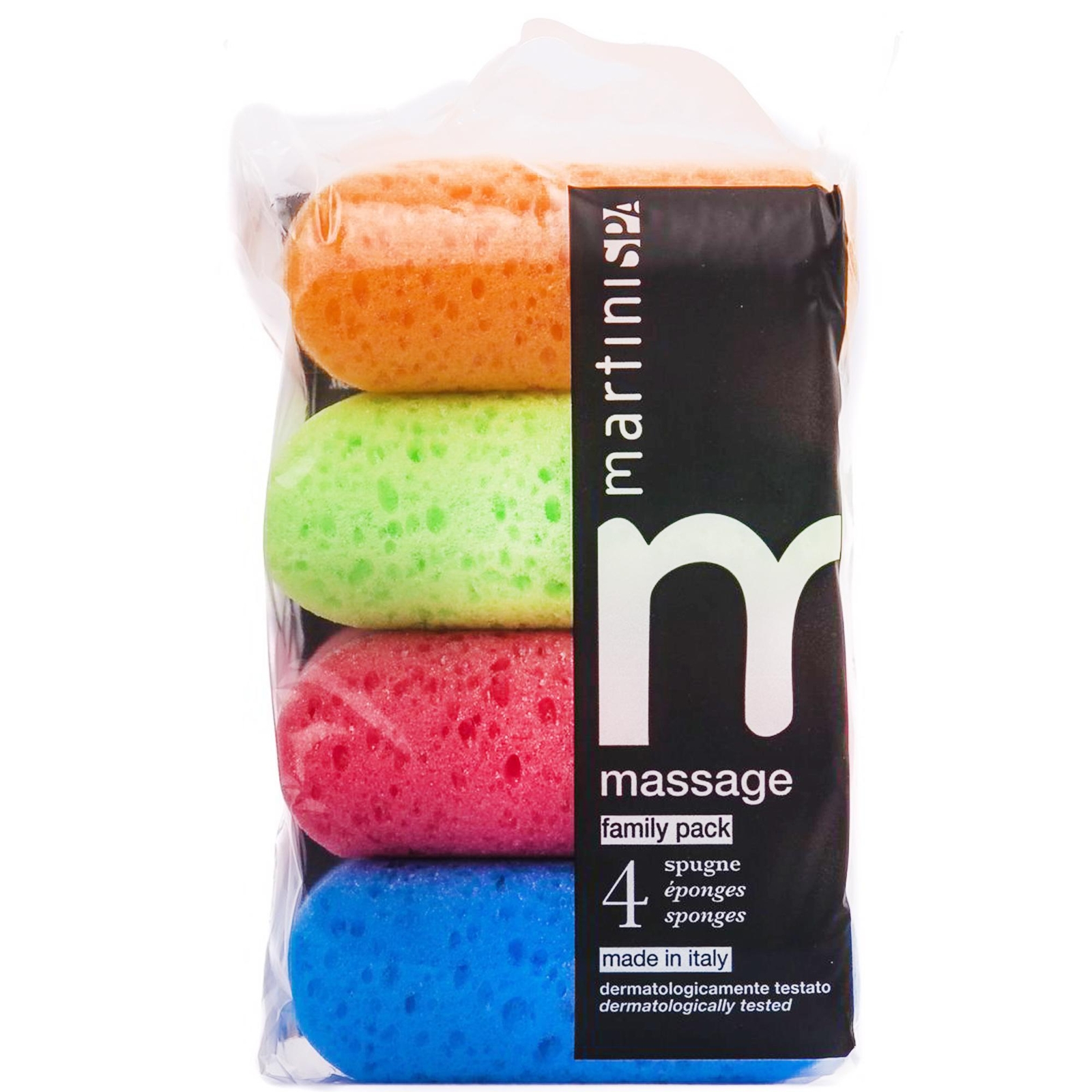 MARTINI SPUGNE BAGNO DOCCIA QUADRATE COLORATE SET 4 PZ CORPO MORBIDE