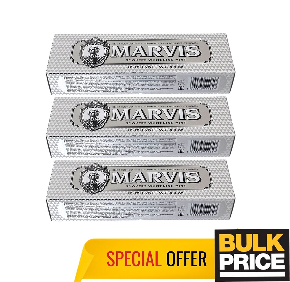 Marvis Smokers Whitening Mint Dentifricio Formula Al Fluoro 85ml 3-pack