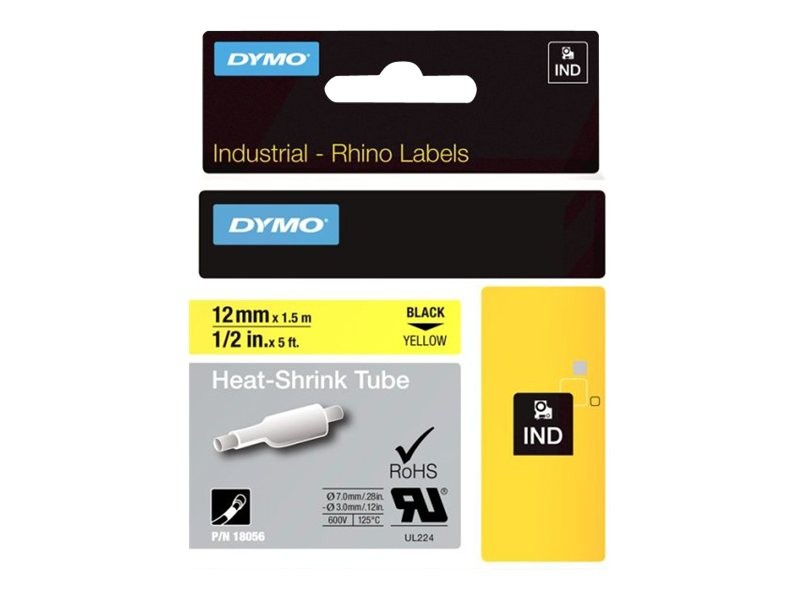 Dymo Etichette per tubi termoretraibili IND Nero su giallo Multicolore 18056