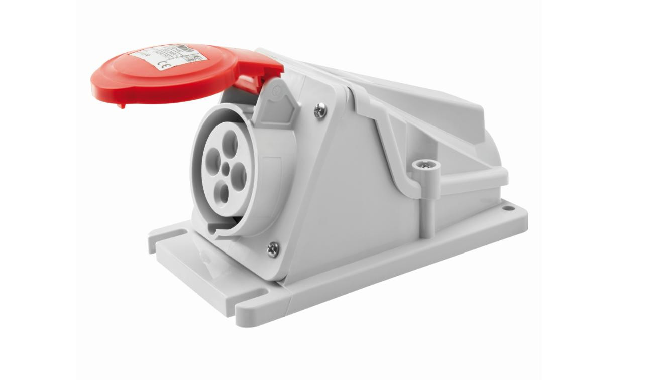 PRESA FISSA DA PARETE A 90° - IP44 - 3P+T 32A 380-415V 50/60HZ - ROSSO - 6H - CA